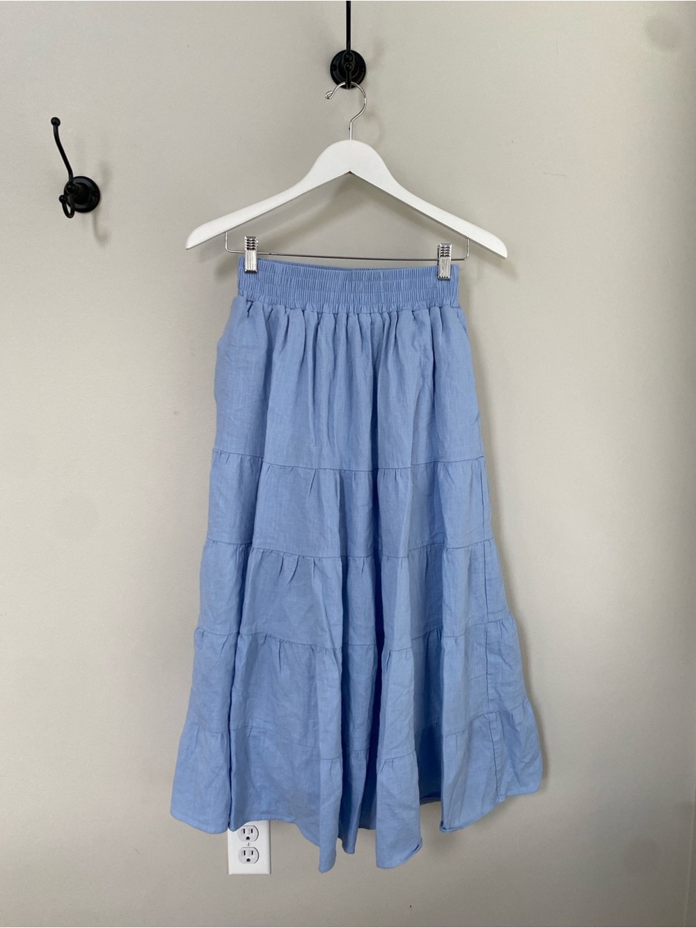 Endless Rose Light Blue Tiered Midi Skirt